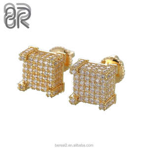 Boucles d'oreilles VVS Moissanite Offre Spéciale Fine Wholesale Thick Square 925 Silver Handmade Earrings Jewelry - Product Image 1