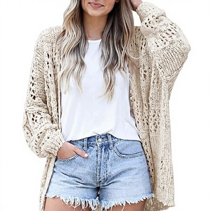 Cárdigan <span class=keywords><strong>de</strong></span> Mujer Estilo Bohemio, Color Liso, Corte Holgado, Chaqueta con Abertura Frontal para Primavera (personalizable) - Product Image 1