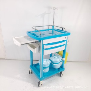 Carrito de Tratamiento Médico de Plástico Multifuncional para Hospital con 4 Ruedas y Estructura con Cajón Pequeño - Product Image 4