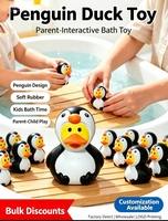 Jouets de bain pour enfants MCtoy avec logo personnalisé, écologiques, en forme de pingouin, canard en caoutchouc, éducatifs, sonores, couleurs personnalisées, 3 pouces
