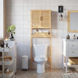 Armoire de <span class=keywords><strong>rangement</strong></span> réglable <span class=keywords><strong>au</strong></span>-<span class=keywords><strong>dessus</strong></span> <span class=keywords><strong>des</strong></span> <span class=keywords><strong>toilettes</strong></span>, support de toilette indépendant, support d'économie d'espace de buanderie - Product Image 1