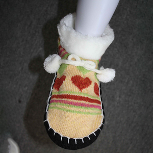 Nam ấm cúng mềm trong nhà Dép vớ mùa đông cáp đan chống trượt ấm áp dép hoa Mẫu Fluffy Sherpa lót chống trượt - Product Image 1