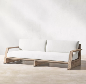 Ensemble de canapés d'extérieur en bois élégant et intemporel, résistant aux intempéries, en teck, avec des coussins doux et confortables - Product Image 3