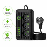 Stop Kontak Ekstensi 3 Jalur EU dengan Logo Kustom Grosir, 4 Port USB, Pengisi Daya Cepat 10A, Kuningan Tembaga, untuk Rumah, Kantor, dan Gaming