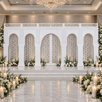 Mur de toile de fond de mariage marocain blanc, panneau d'arche islamique, fond de scène pour cérémonie, salle de banquet, décoration d'événements