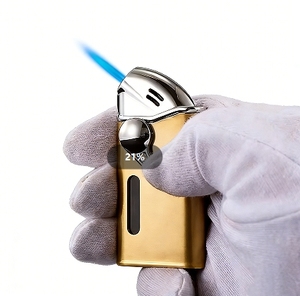 Flamme coupe-vent gonflable rechargeable d'allumeur de Jet oblique avec la fenêtre évidente de gaz - Product Image 1