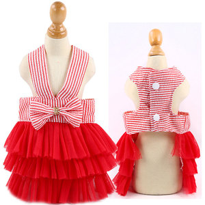 Vestido de tul personalizado y a la moda para mascotas, para primavera y otoño, con diseño de falda de pastel para perros y gatos, vestido rojo para mascotas, ropa fina para mascotas para primavera y verano. - Product Image 1