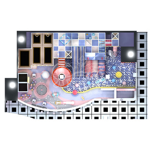 Aire de jeux intérieure douce sur le thème des macarons, avec piscine à balles, jouets électriques, jeux souples pour enfants, trampoline et toboggans - Product Image 2