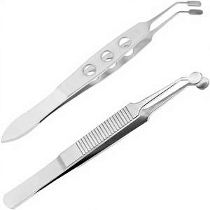 Pinzas de belleza profesionales de acero inoxidable para volumen de pestañas, masaje de párpados, mango cruzado, antiestáticas y ligeras para cejas - Product Image 3