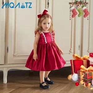 MQATZ yüksek kalite saten bebek elbise 1-2 yıl çocuklar kırmızı kolsuz basit stil akşam mini frocks L2180XZ