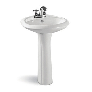 Lavabo de Pedestal de Cerámica de 16 Pulgadas con un Solo Orificio para Baño de Hotel - Product Image 1