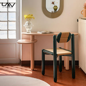 Chaise de salle à manger de luxe en bois style designer hôtel restaurant villa salon tissage corde accent chaise verte meubles - Product Image 3
