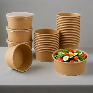 Ensaladeras de papel Kraft desechables respetuosas con el medio ambiente personalizadas, contenedor de comida rápida, comida biodegradable para llevar en forma de sándwich de Sushi - Product Image 1