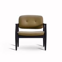 Fauteuil de détente minimaliste moderne, structure en bois de frêne massif, fauteuil rembourré en similicuir pour salon