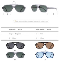 Lunettes de soleil polarisées UV400 haut de gamme pour hommes, monture carrée double pont en acétate léger, anti-radiation, confortables