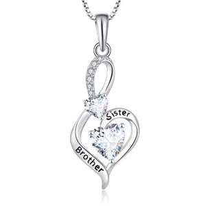 YL luxe amour pendentif 925 argent Sterling plaqué rhodium 5A zircon cubique coeur pendentifs breloques en gros