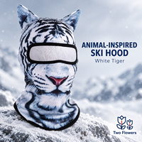 Cagoule de ski animalière avec oreilles 3D, motif animal imprimé UV, couvre-visage et cou intégral, en polyester imperméable, cagoule d'hiver pour Halloween