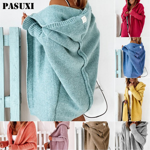 PASUXI automne nouveau <span class=keywords><strong>mi</strong></span>-<span class=keywords><strong>long</strong></span> tout match <span class=keywords><strong>Cardigan</strong></span> femmes lâche manches chauve-souris chandails pull à capuche ample veste <span class=keywords><strong>femme</strong></span> - Product Image 2