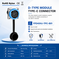 Connecteur USB-C étanche IP65 à montage sur panneau, module de type D, prise femelle USB 3.1 Type C, prolongateur traversant 10 Gbit/s 5A