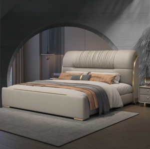 Letti Imbottiti Moderni King e Queen in Ecopelle Morbida, Struttura Letto Matrimoniale in Schiuma, Set di Mobili per Camera da Letto per <span class=keywords><strong>Adulti</strong></span>, Vendita all'Ingrosso - Product Image 2