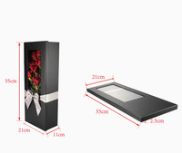 Boîte cadeau luxe pliable en carton noir avec logo personnalisé EVERWIN Factory Eco, emballage pour fleurs, papier avec ruban