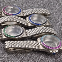 Kit di ricambio per cassa orologio subacqueo, ghiera bicolore con diamanti, con lente Cyclops, ricambi per orologi Seiko compatibili con movimento NH35 NH36