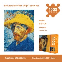 Puzzle en papier Van Gogh Autoportrait au chapeau de paille, célèbre chef-d'œuvre de peinture à l'huile, puzzle pour adultes
