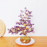 Arbre Bonsaï en Cristal Fait Main, Arbre en Améthyste et Quartz Rose, Arbre Porte-Bonheur Feng Shui pour la Décoration de la Maison et du Bureau