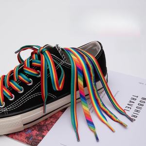 Lacets plats dégradés arc-en-ciel vibrants, lacets en Polyester colorés à six couleurs assorties de 8mm pour hommes et femmes, baskets, chaussures décontractées - Product Image 4