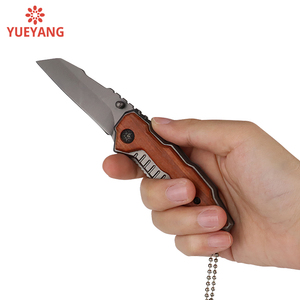 Yueyang Mini Titan Cắm Trại Ngoài Trời sinh Tồn EDC gấp dao tiện ích di động 3Cr13 lưỡi thép không gỉ tay cầm gỗ tự làm - Product Image 5