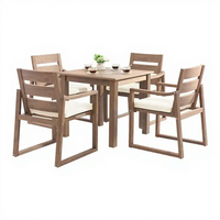 Ensemble de salle à manger d'extérieur en plastique et bois pour jardin, mobilier de patio, chaise et table en plastique et bois