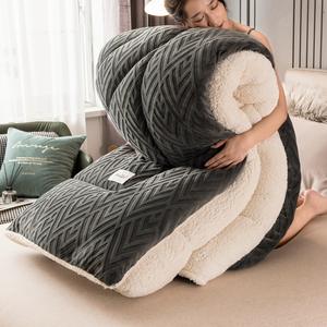 Vente directe usine – Couette d'hiver épaisse <span class=keywords><strong>et</strong></span> chaude en sherpa, couette en velours d'agneau, couette moelleuse, ensemble de draps de lit d'hiver, couvertures - Product Image 2