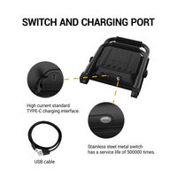 OUTLUX Lampe de travail LED pliable à poignée, portable, réglable, recharge rapide USB, fonction de commutation CCT, 30W 50W 100W, en promotion