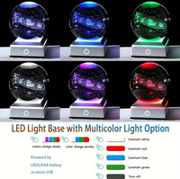 Sfera di Cristallo Luna 3D con LED Blu, Lampada da Tavolo a Batteria, Ornamento Pianeta in Vetro, Decorazione Astronomica per Camera, Regalo di Natale
