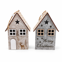 Décoration de Noël personnalisable pour table, maison en bois de style nordique rétro, décoration de Noël en bois
