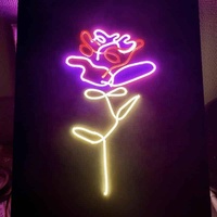 Lampu Neon LED Bentuk Mawar Kustom, Logo Sesuai Pesanan, Dekorasi Dinding untuk Toko Bunga, Latar Foto