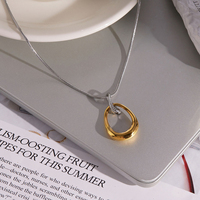 Collier pendentif goutte d'eau torsadé bicolore en acier inoxydable plaqué or 18 carats avec chaîne serpent or et argent – Cadeau