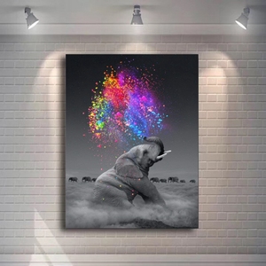 Fantasy Elephant Wall <span class=keywords><strong>Art</strong></span> poster stampa animalier su tela Wall <span class=keywords><strong>Pop</strong></span> <span class=keywords><strong>Art</strong></span> immagini Decorative per soggiorno Decor - Product Image 2