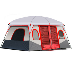 Tenda da campeggio portatile per esterni con due stanze per 3-10 persone in tessuto Oxford addensato a prova di pioggia per uso da spiaggia o Multi-equipaggio - Product Image 1