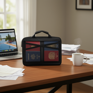 Sac à documents ignifuge en nylon avec fermeture éclair, rangement multi-couches pour dossiers, organisateur portable pour la maison, le bureau et les voyages - Product Image 2