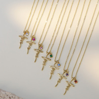 Collier avec pendentif en forme de cœur en laiton plaqué or 18 carats personnalisé tendance, charmes en zircon, initiale de lettre, 12 pierres de naissance, cadeau pour