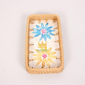 Vietnam Eco-Friendly Natural Rattan Mother Pearl Handmade Portable Serving <b>Tray</b> for Daily Food <b>Drink</b> Serving Table Organization - Product Image 5