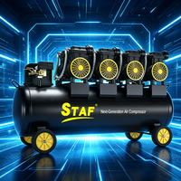 Compresseur d'air silencieux sans huile à haute efficacité 120L 1390W*4 220V pour pistolets à clous pneumatiques