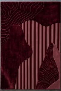 Alfombra de terciopelo abstracta rectangular moderna, hecha a mano, de color rojo, para la sala de estar. - Product Image 2