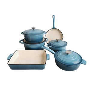 Juego de utensilios de cocina de hierro fundido personalizados, sartén para Horno Holandés, sartén y plato para asar, utensilios de cocina esmaltados, combinación - Product Image 3