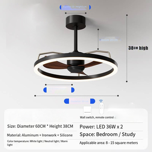 Ventilatore da Soffitto Moderno con Pale in ABS e Luce LED per Casa, Camera da Letto, Hotel, Soggiorno, Studio, Ufficio, Lampadario Ventilatore - Product Image 4
