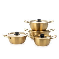 Ustensiles de cuisine coréen or argent nouilles Ramen Pot Double oreille pâte de soja soupe Pot de cuisson