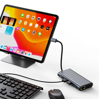 Hub Tipe C 11-in-1 kualitas tinggi ke 4K HDMI VGA RJ45 Port Audio SD TF 3.5 PD USB 3.0 untuk MacBook ChromeBook