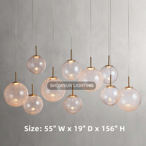 Lampadario Moderno da 55 Pollici con Sfere di Vetro Trasparente, Illuminazione per Villa, Decorazione Casa, Lampadario LED Rotondo per Sala da Pranzo - Product Image 2