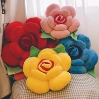 Coussin en peluche en forme de rose stéréo, oreiller décoratif floral doux, décoration esthétique pour chambre, oreiller de repos, cadeau de Saint-Valentin